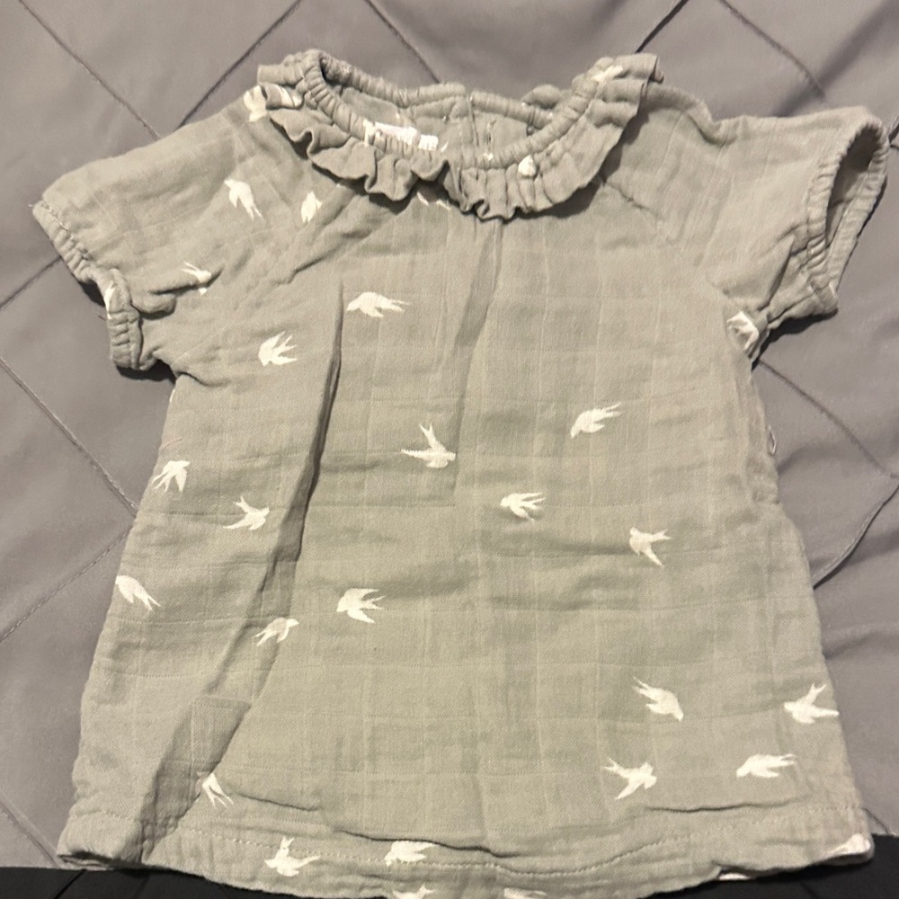 Gray Kids Shirt with Bird Pattern